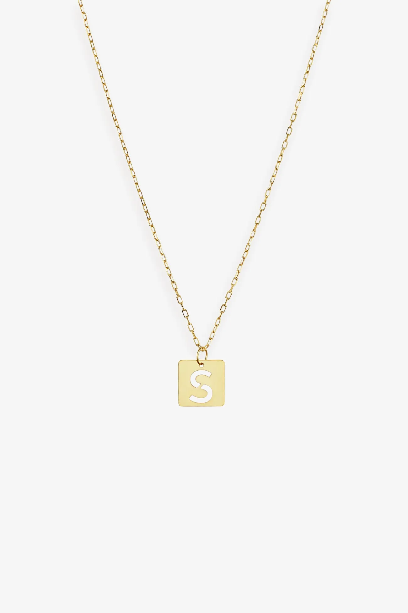 14k Gold Initial Tile Necklace