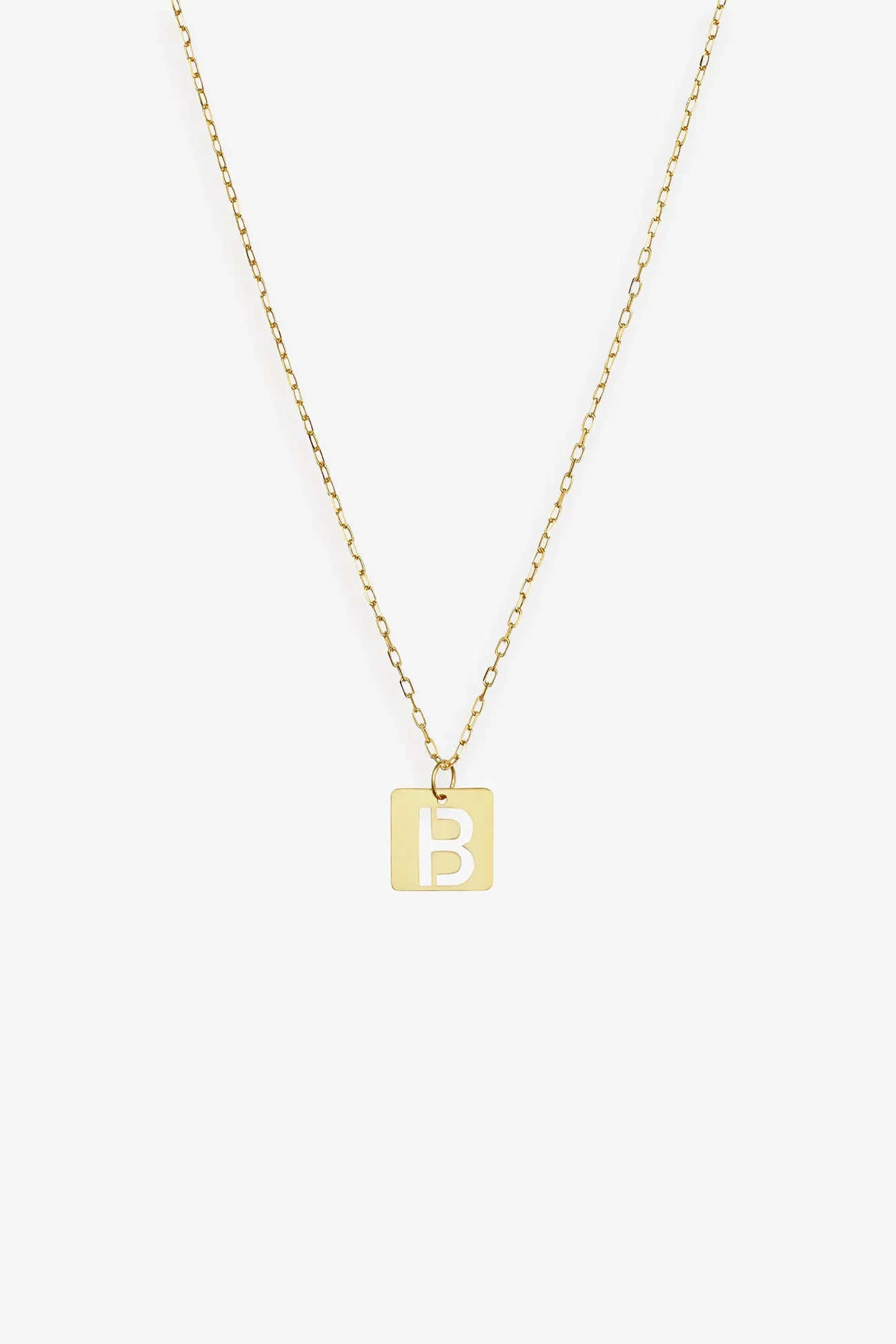 14k Gold Initial Tile Necklace