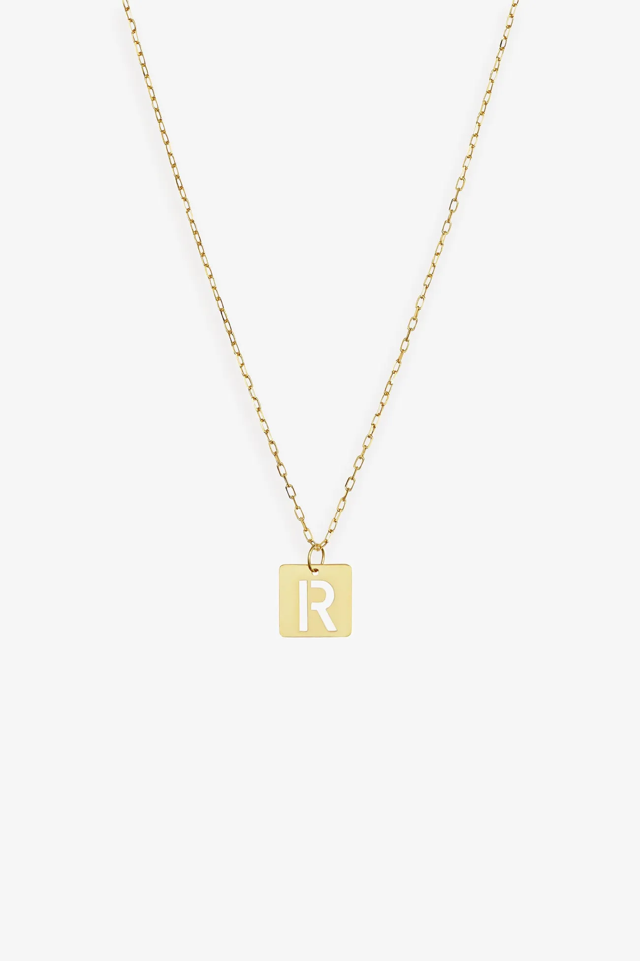 14k Gold Initial Tile Necklace