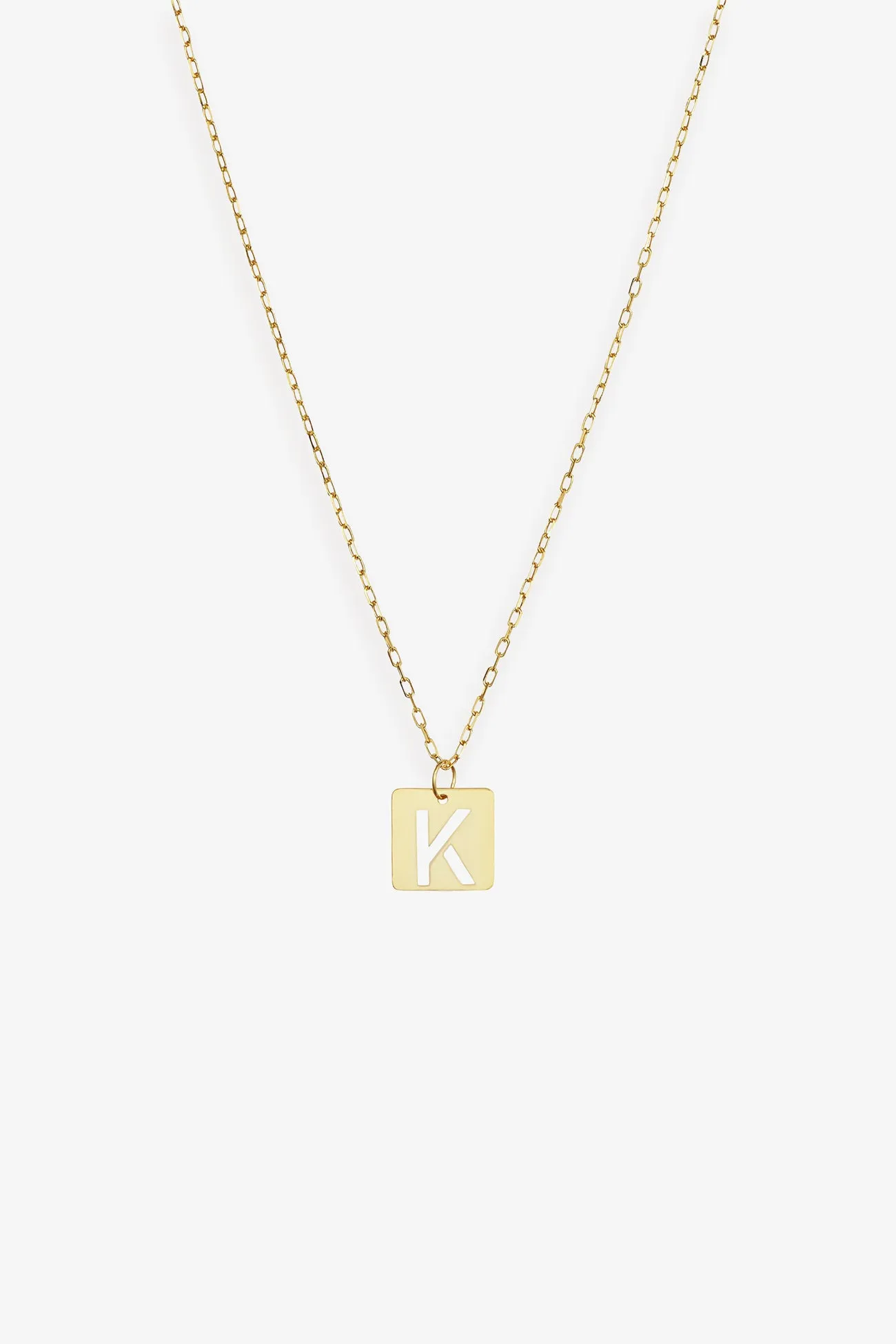 14k Gold Initial Tile Necklace