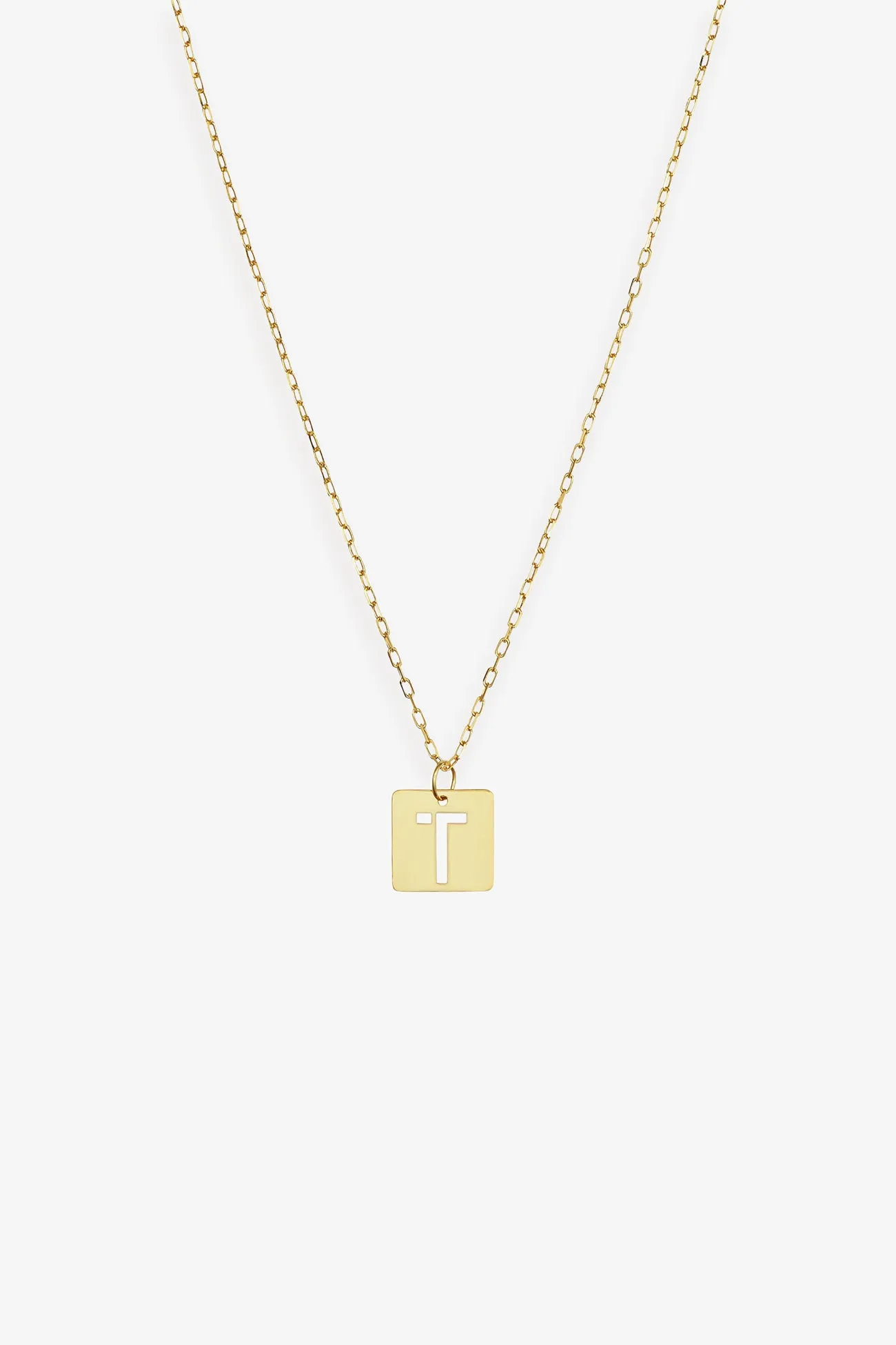 14k Gold Initial Tile Necklace