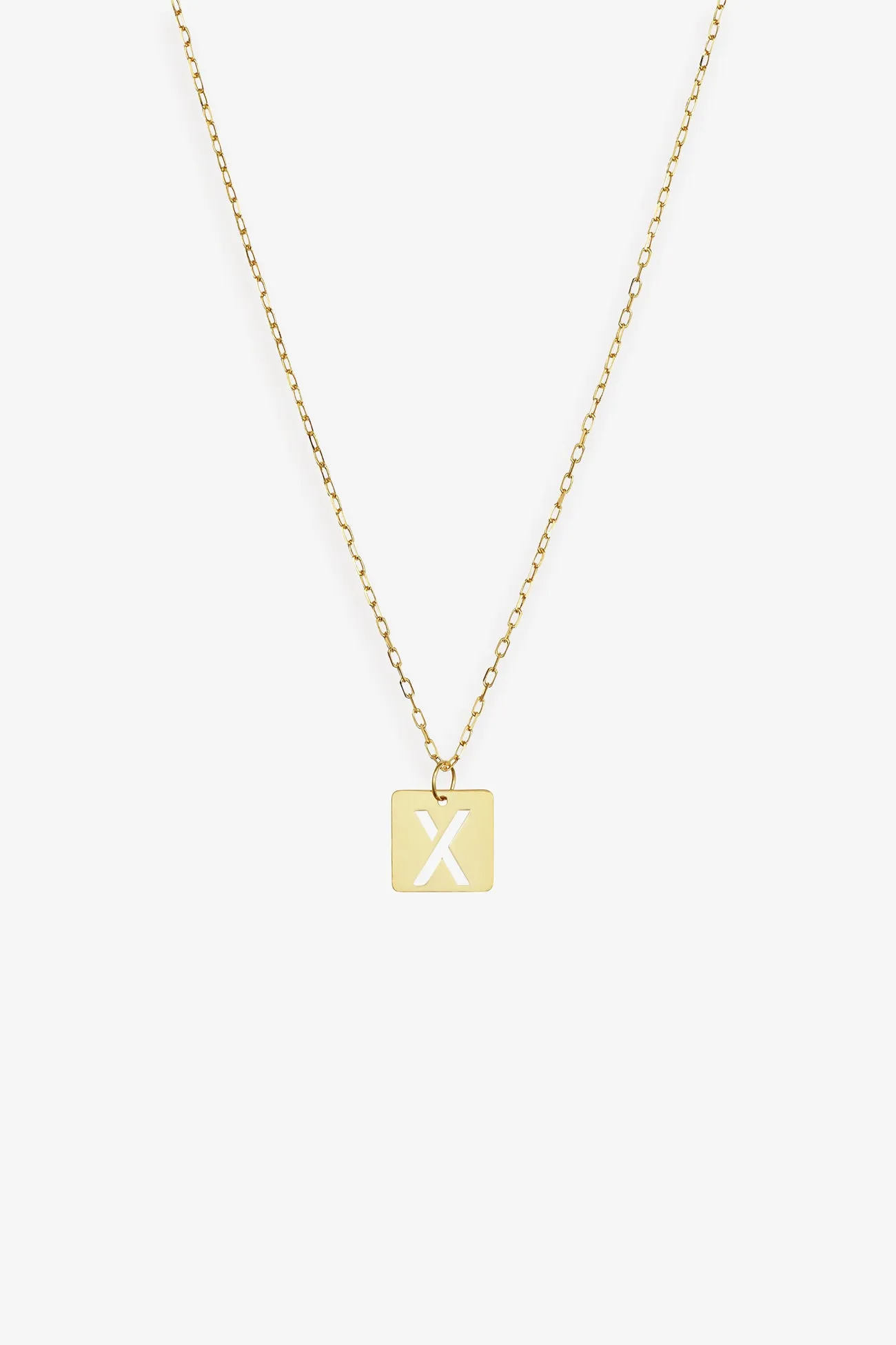 14k Gold Initial Tile Necklace