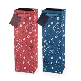 Assorted Red & Blue Paisley 750ml Bottle Bag By Cakewalk