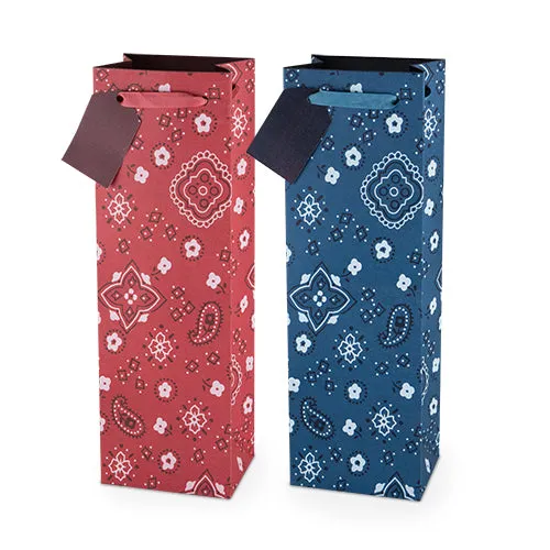 Assorted Red & Blue Paisley 750ml Bottle Bag By Cakewalk