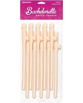 Bachelorette Party Favors Dicky Sipping Straws - Flesh Pack Of 10