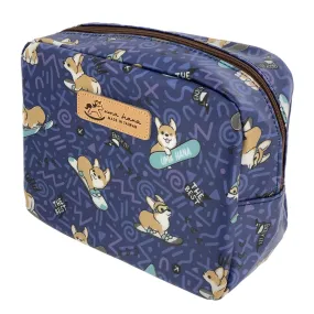 Blue Snow Corgi Cube Cosmetic Bag