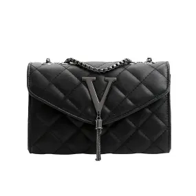 Casual Tassel Flip Quilted Black Color Bag