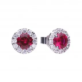 Cubic Zirconia Red Round Cluster Earrings E5654