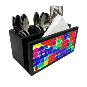 Cutlery Tissue Holder Napkin Stand -  Colorful Pattern