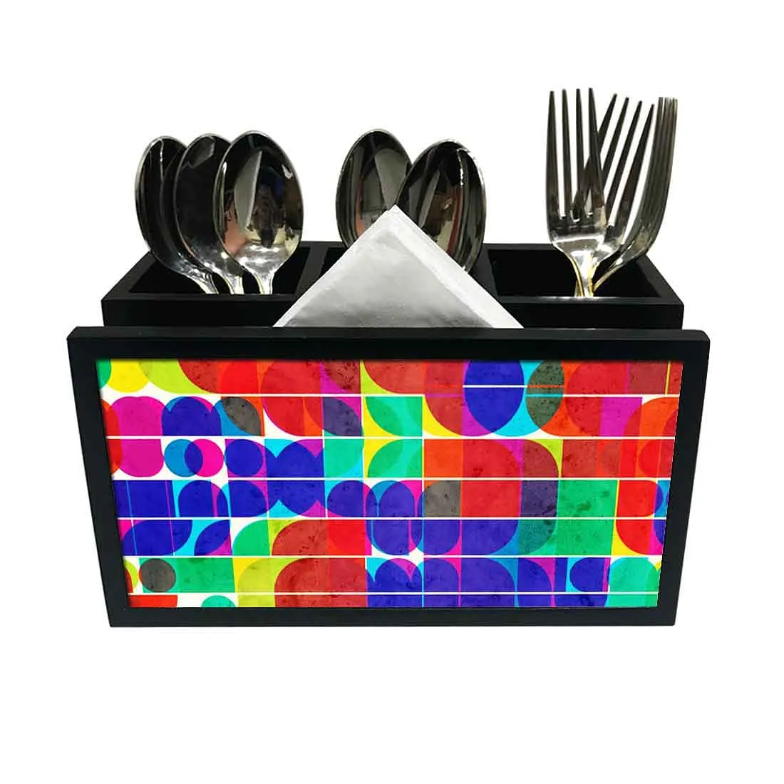 Cutlery Tissue Holder Napkin Stand -  Colorful Pattern
