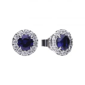 Diamonfire Silver Blue Zirconia Round Earrings E5598