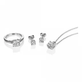 Diamonfire Silver White Zirconia Ring Necklace Earring Set Z1145