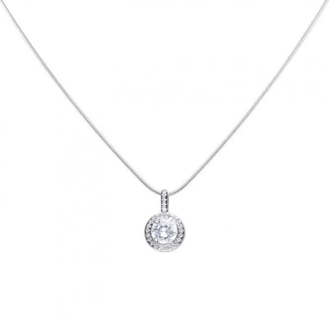 Diamonfire Silver White Zirconia Round Pendant P4618