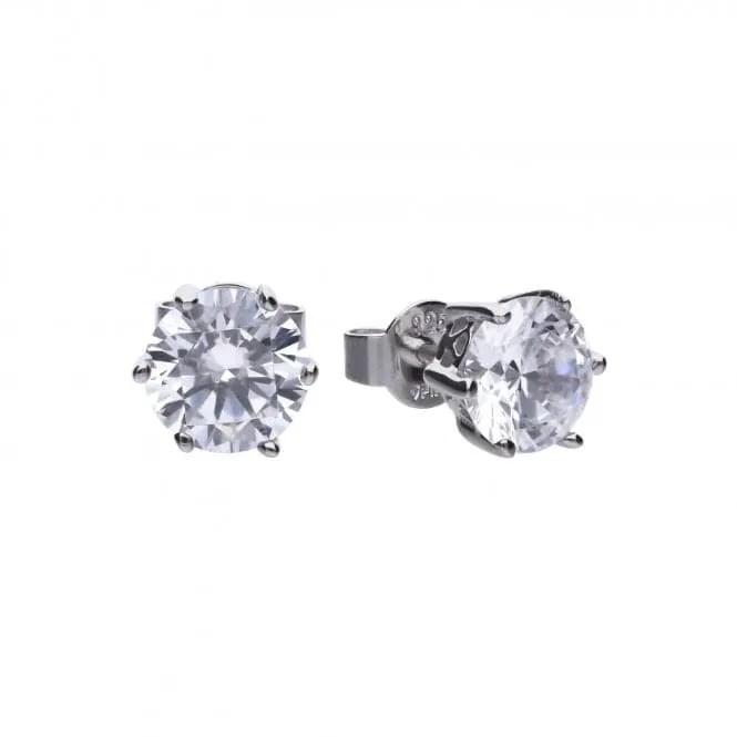 Diamonfire Silver White Zirconia Solitaire Earrings E5580