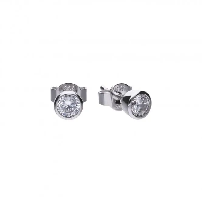 Diamonfire Silver White Zirconia Solitaire Earrings E5617