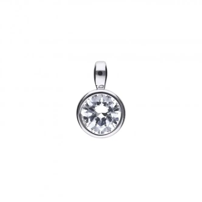 Diamonfire Silver White Zirconia Solitaire Pendant P4644