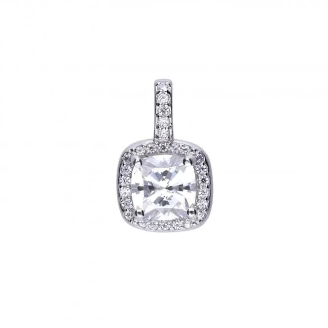 Diamonfire Silver White Zirconia Square Pendant P4617