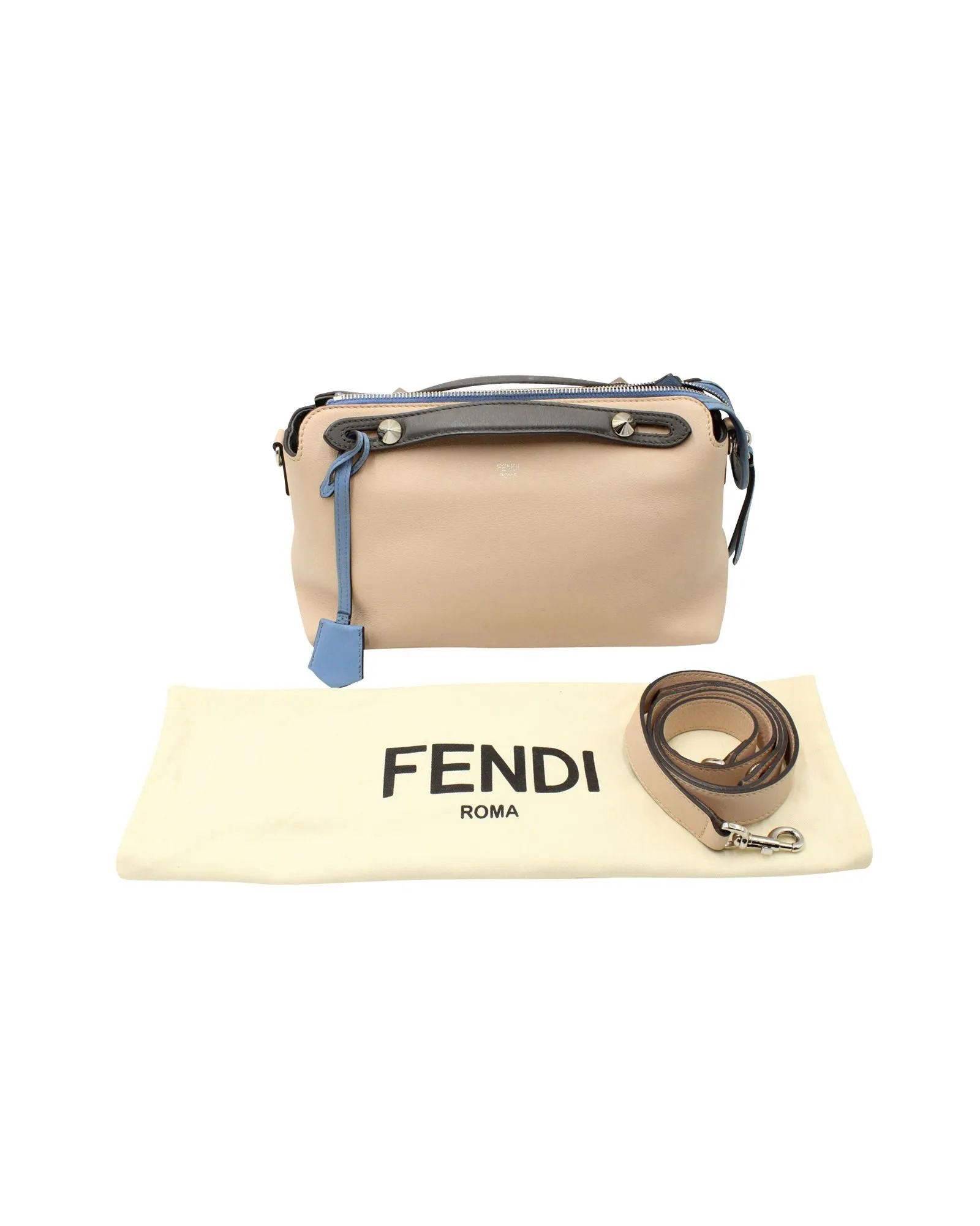 Fendi By the Way Small Bag in Peach and Blue Calfskin Leather