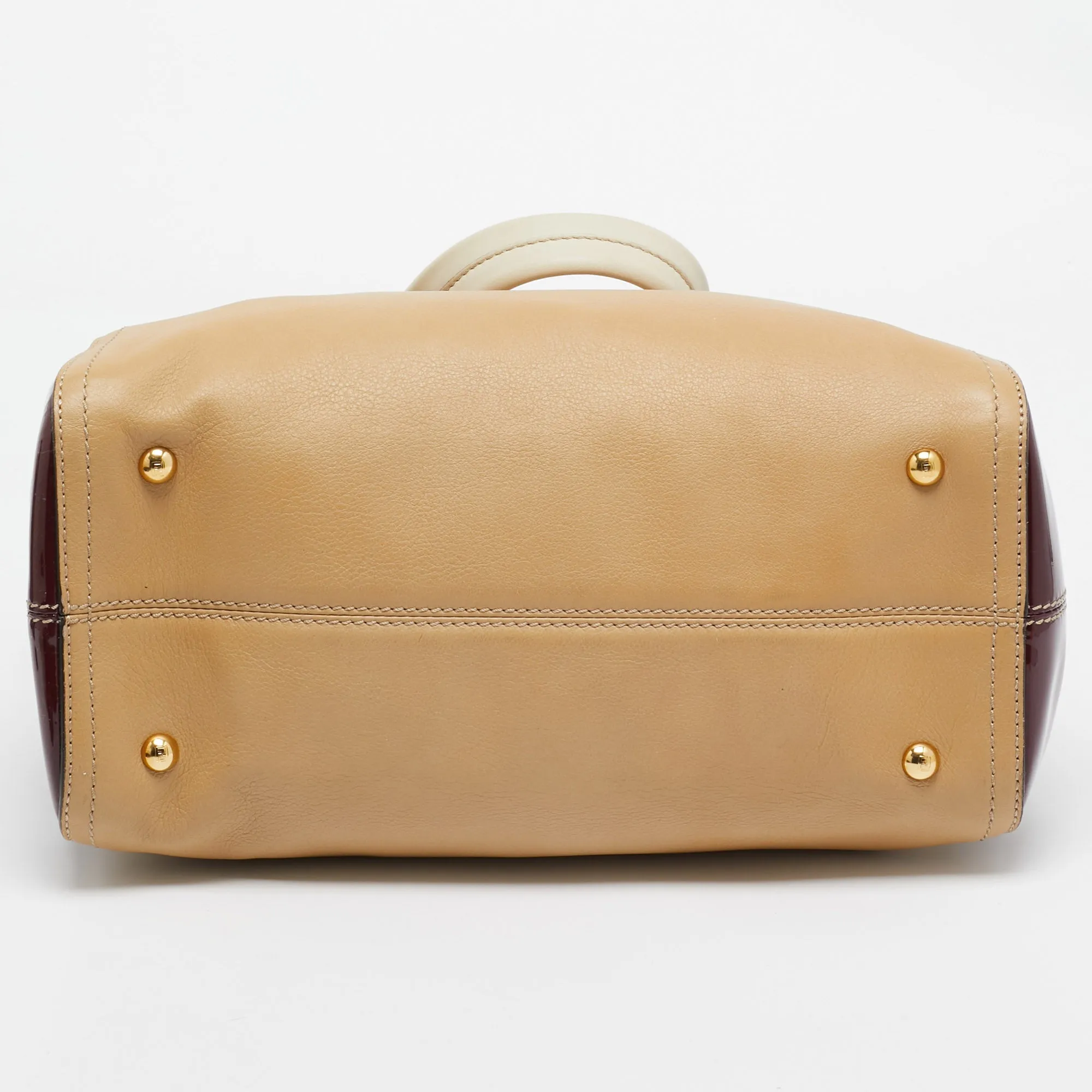 Fendi Red/beige Patent And Leather Chameleon Satchel
