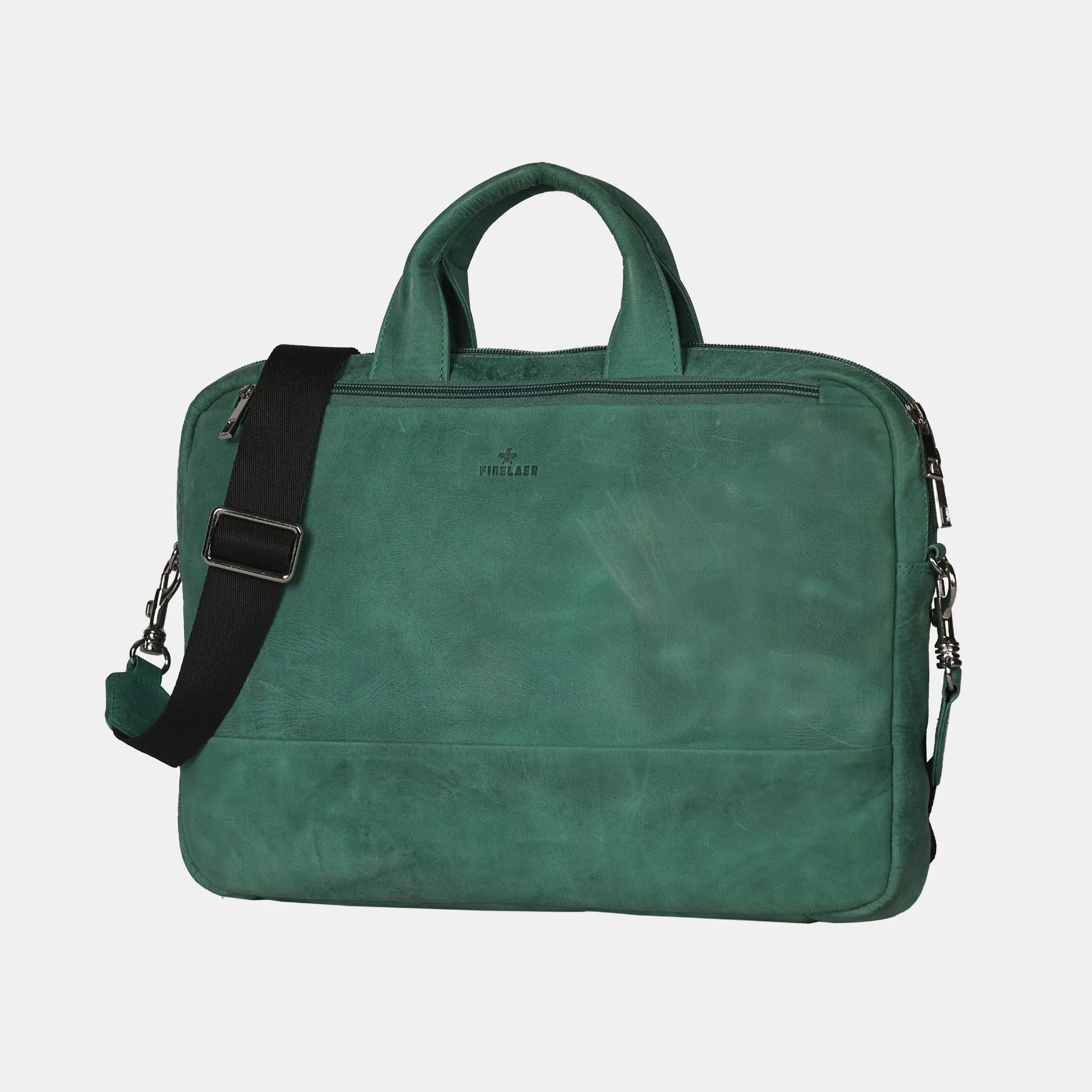 FINELAER Vintage Leather 14-inch Messenger Laptop Bag for Men & Women – Stylish Office Briefcase with Adjustable Strap