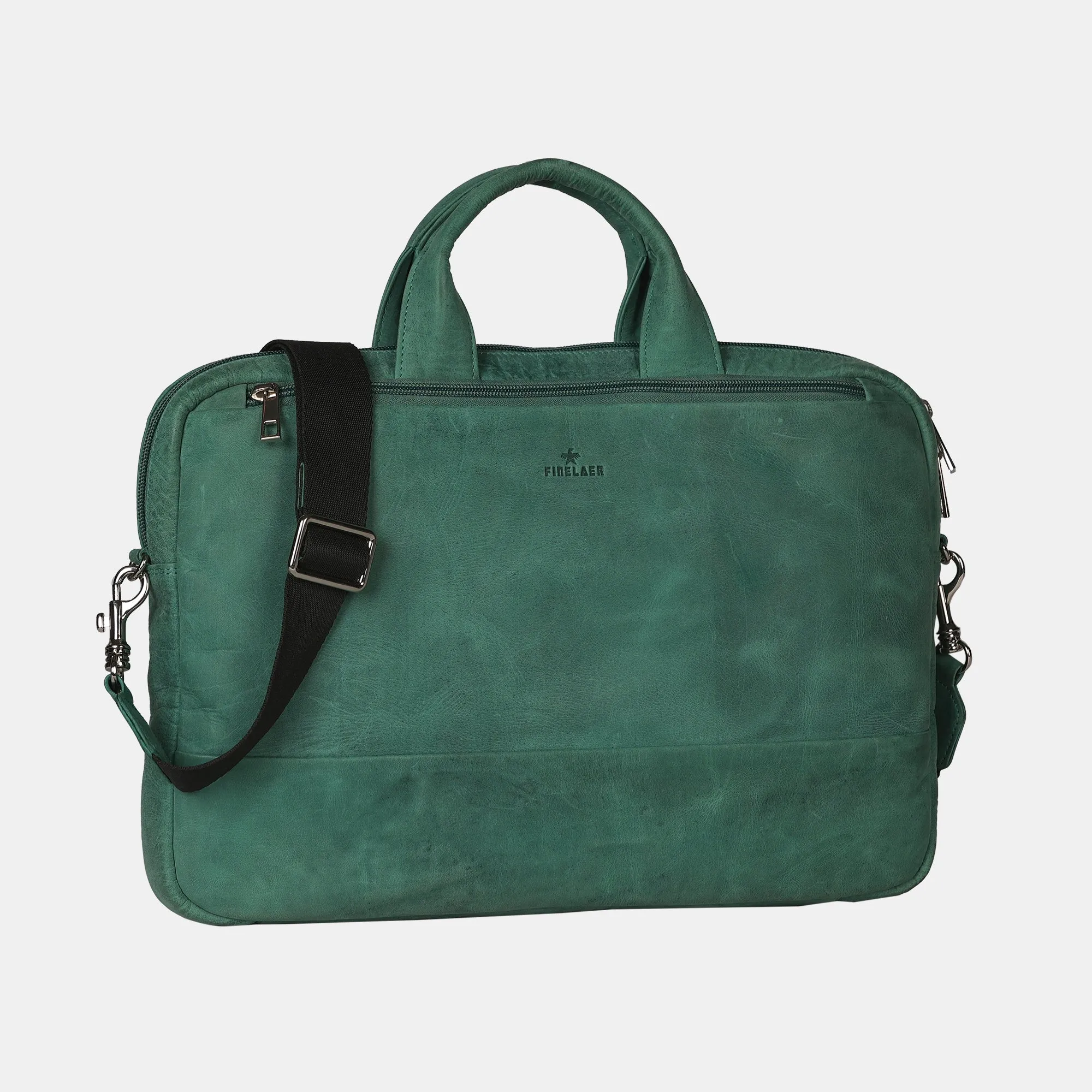 FINELAER Vintage Leather 14-inch Messenger Laptop Bag for Men & Women – Stylish Office Briefcase with Adjustable Strap