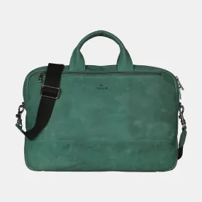 FINELAER Vintage Leather 14-inch Messenger Laptop Bag for Men & Women – Stylish Office Briefcase with Adjustable Strap