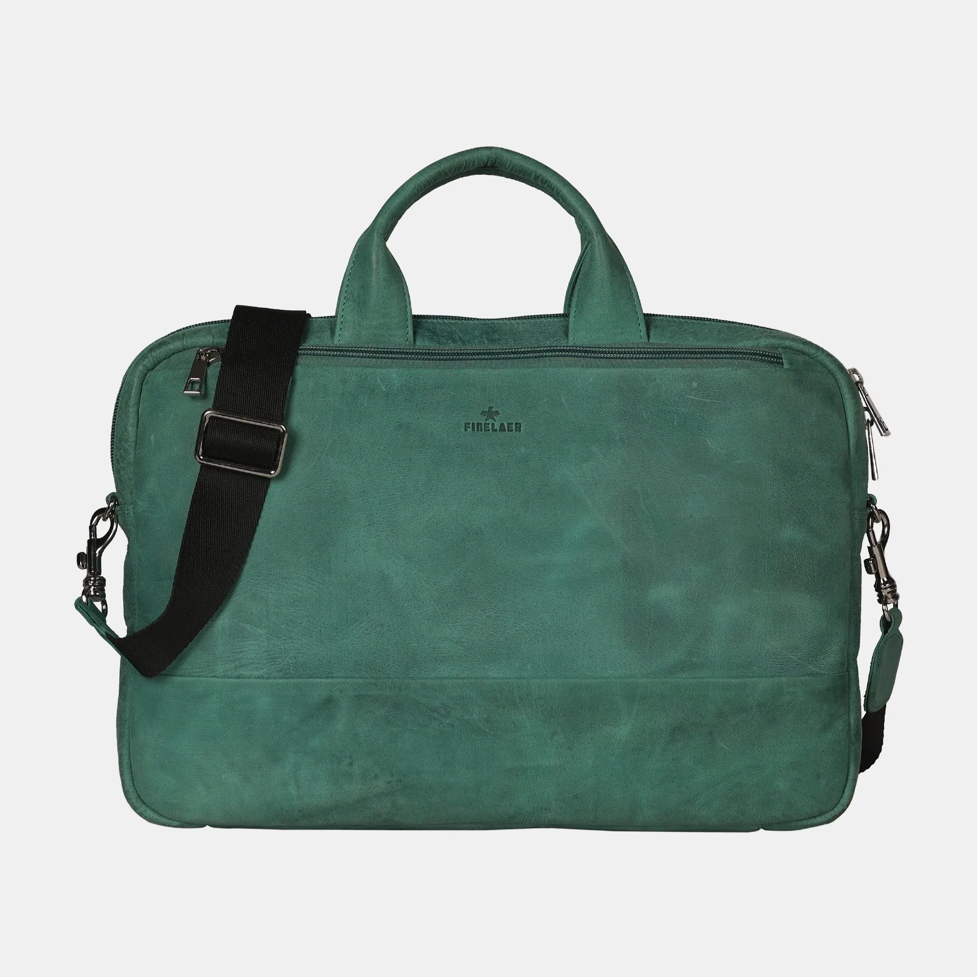 FINELAER Vintage Leather 14-inch Messenger Laptop Bag for Men & Women – Stylish Office Briefcase with Adjustable Strap
