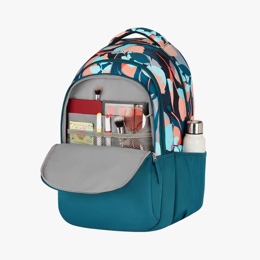 Genie Moonflower Laptop Backpack for Women/Girls, 3 Compartments, 19" Stylish and Trendy, Water Resistant and Lightweight for Office and Travelling Purpose, 36 Liters