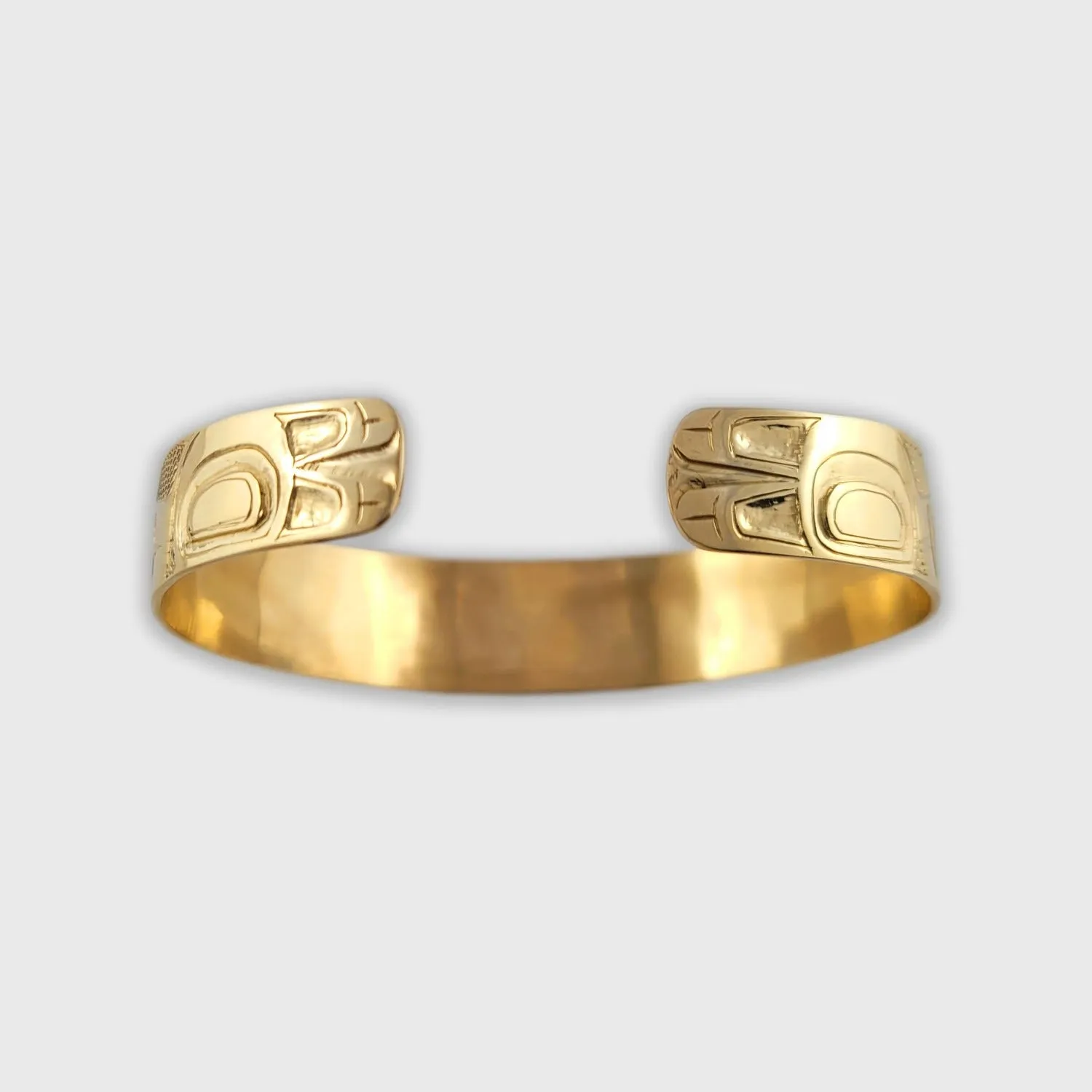 Gold 1/2 inch wide Haida Love Birds Bracelet