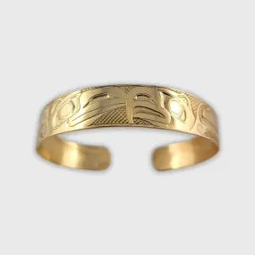 Gold 1/2 inch wide Haida Love Birds Bracelet