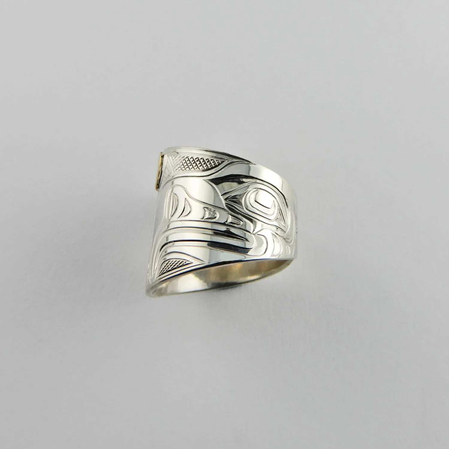 Gold and Silver Love Bird Ring