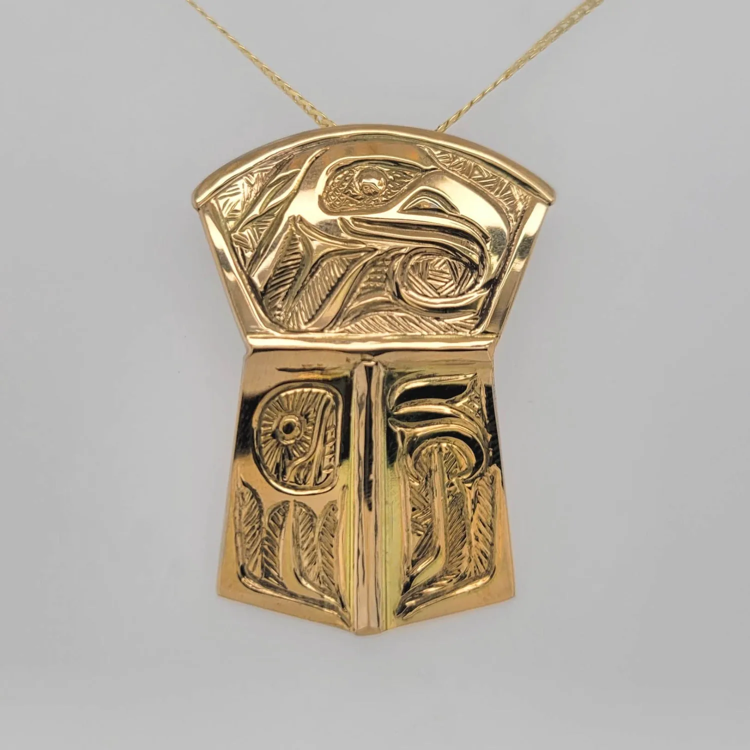 Gold Copper-shaped Eagle Pendant