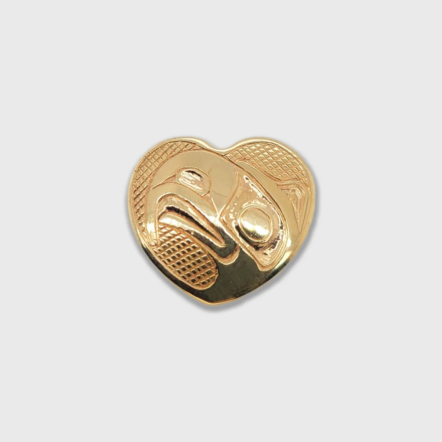Gold Haida Eagle Heart Pendant