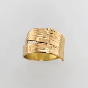 Gold Haida Eagle Spirit Wrap Ring