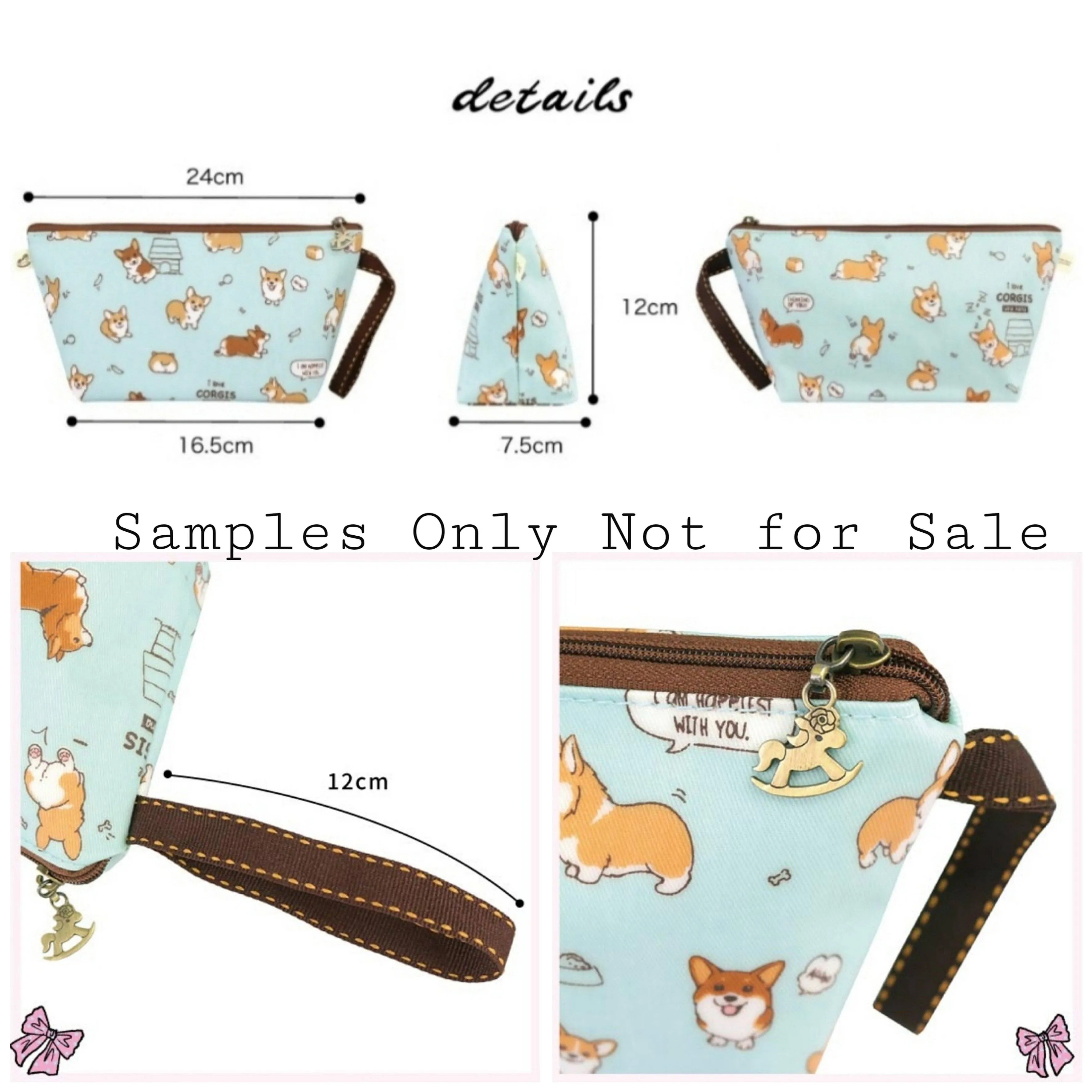 Gray Enchanted Foxes Dumpling Cosmetic Bag