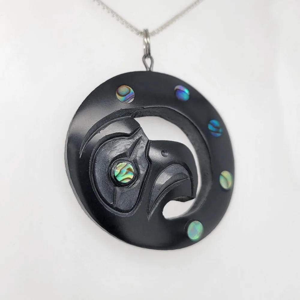 Haida Eagle Round Argillite Pendant