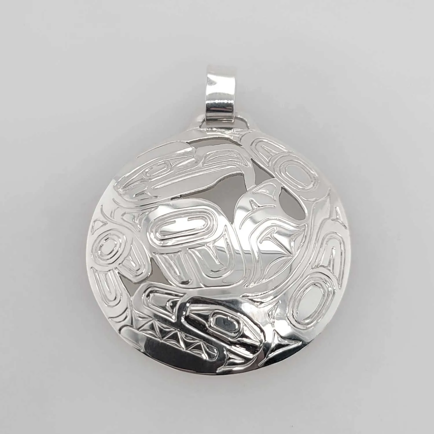 Haida Silver Eagle and Orca Pendant