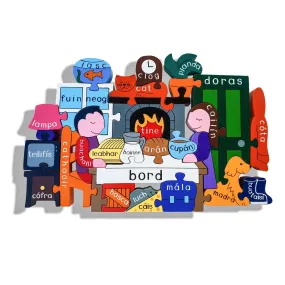Handmade Wooden Jigsaw Puzzle - Gaelic Sa Bhaile (At Home)