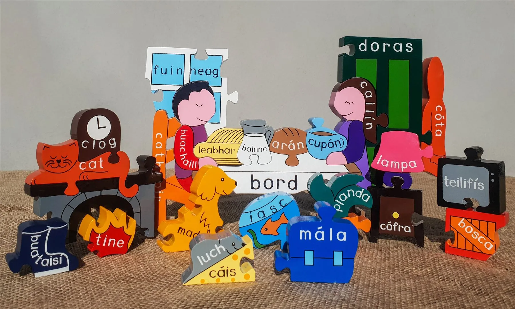 Handmade Wooden Jigsaw Puzzle - Gaelic Sa Bhaile (At Home)