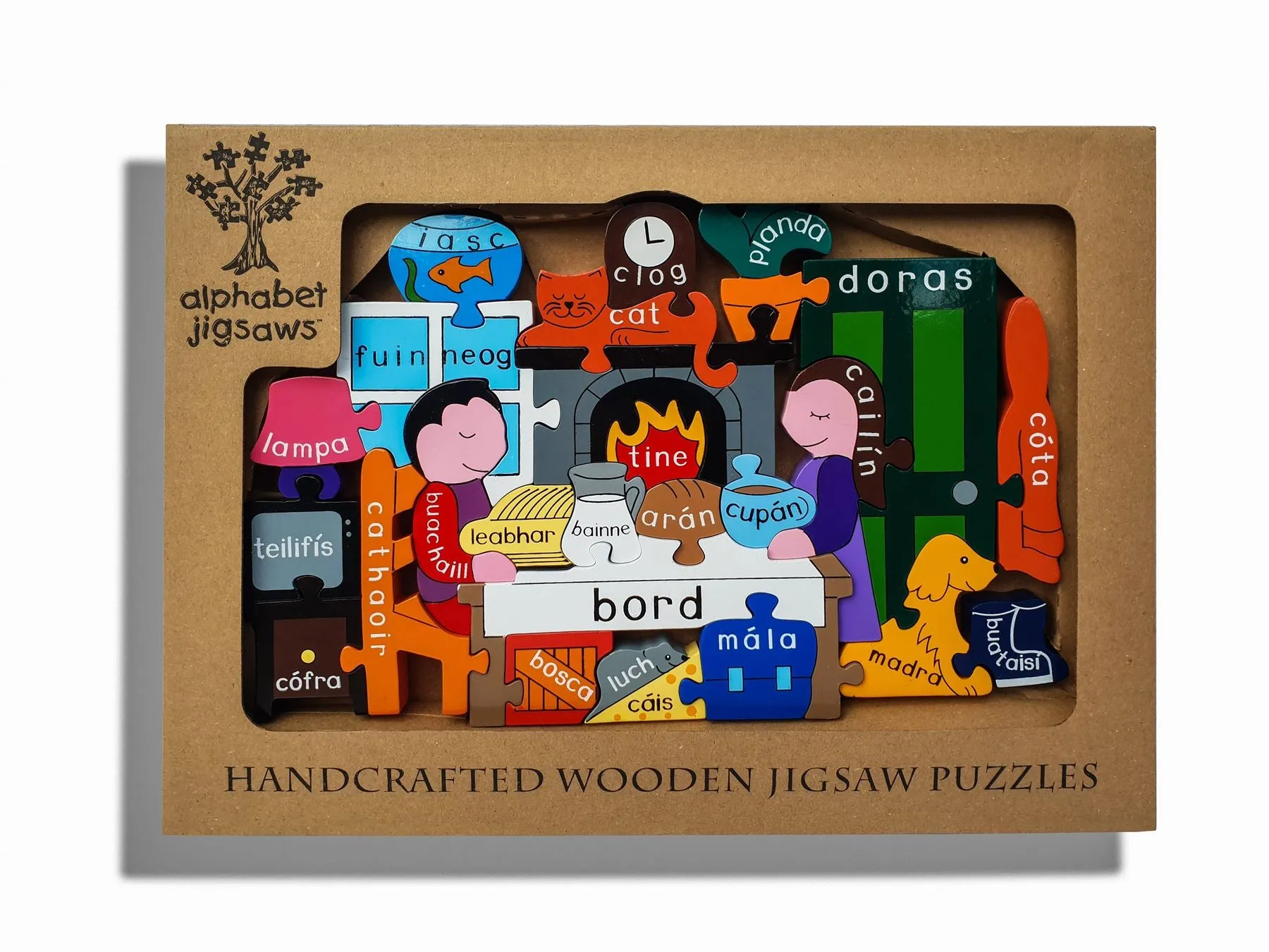 Handmade Wooden Jigsaw Puzzle - Gaelic Sa Bhaile (At Home)