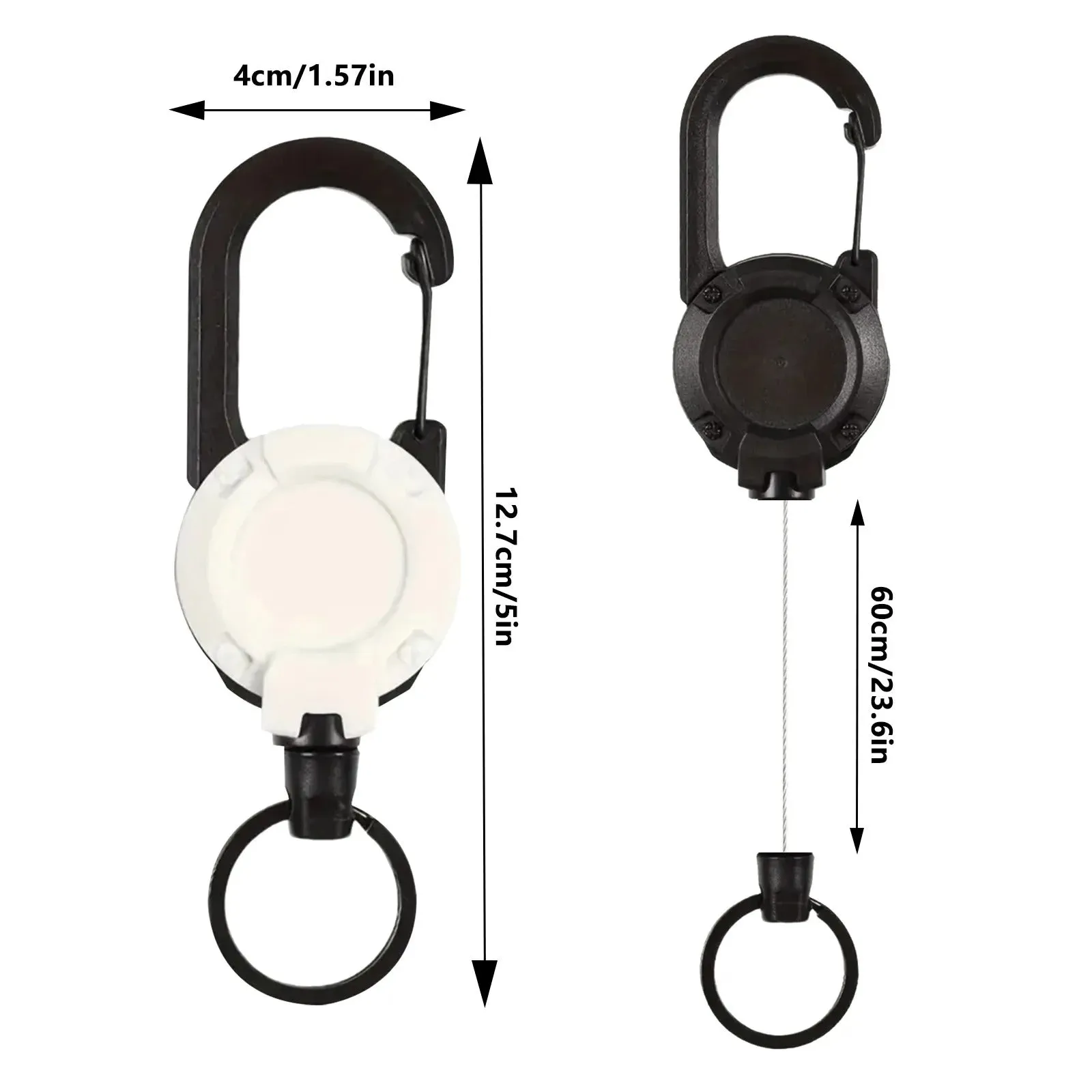 Heavy Duty Retractable Badge Reel Anti-theft Metal Easy-to-pull Buckle Rope Elastic Keychain Sporty Retractable Key Ring Tools