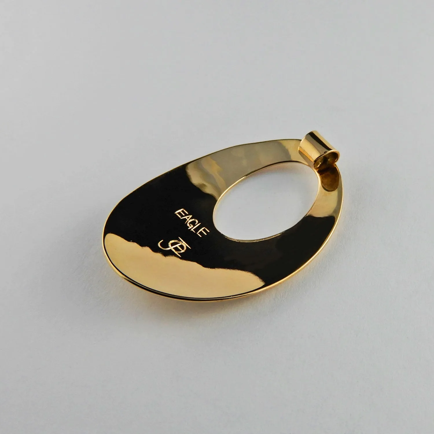 Large Gold Eagle Oval Pendant