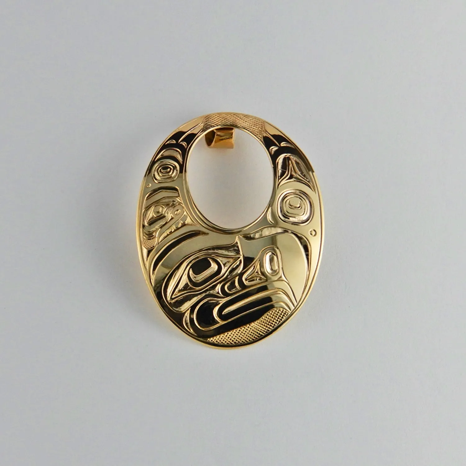 Large Gold Eagle Oval Pendant