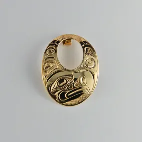 Large Gold Eagle Oval Pendant