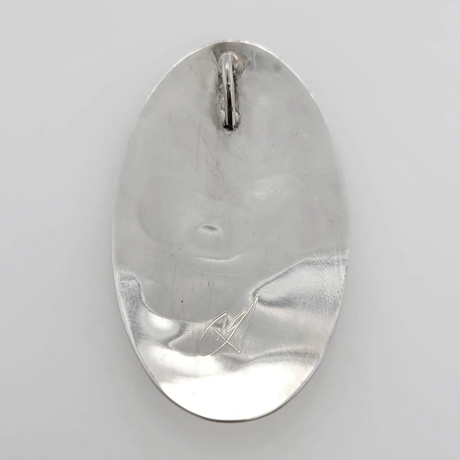 Large Oval Eagle Silver Pendant