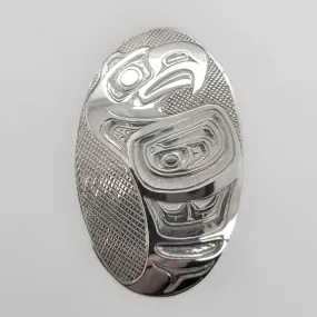 Large Oval Eagle Silver Pendant