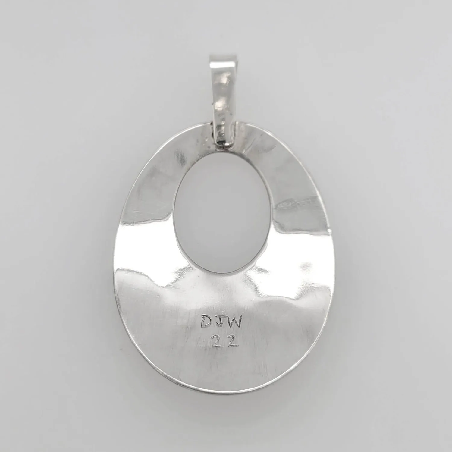 Large Silver Eagle Oval Pendant