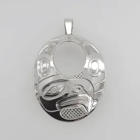 Large Silver Eagle Oval Pendant