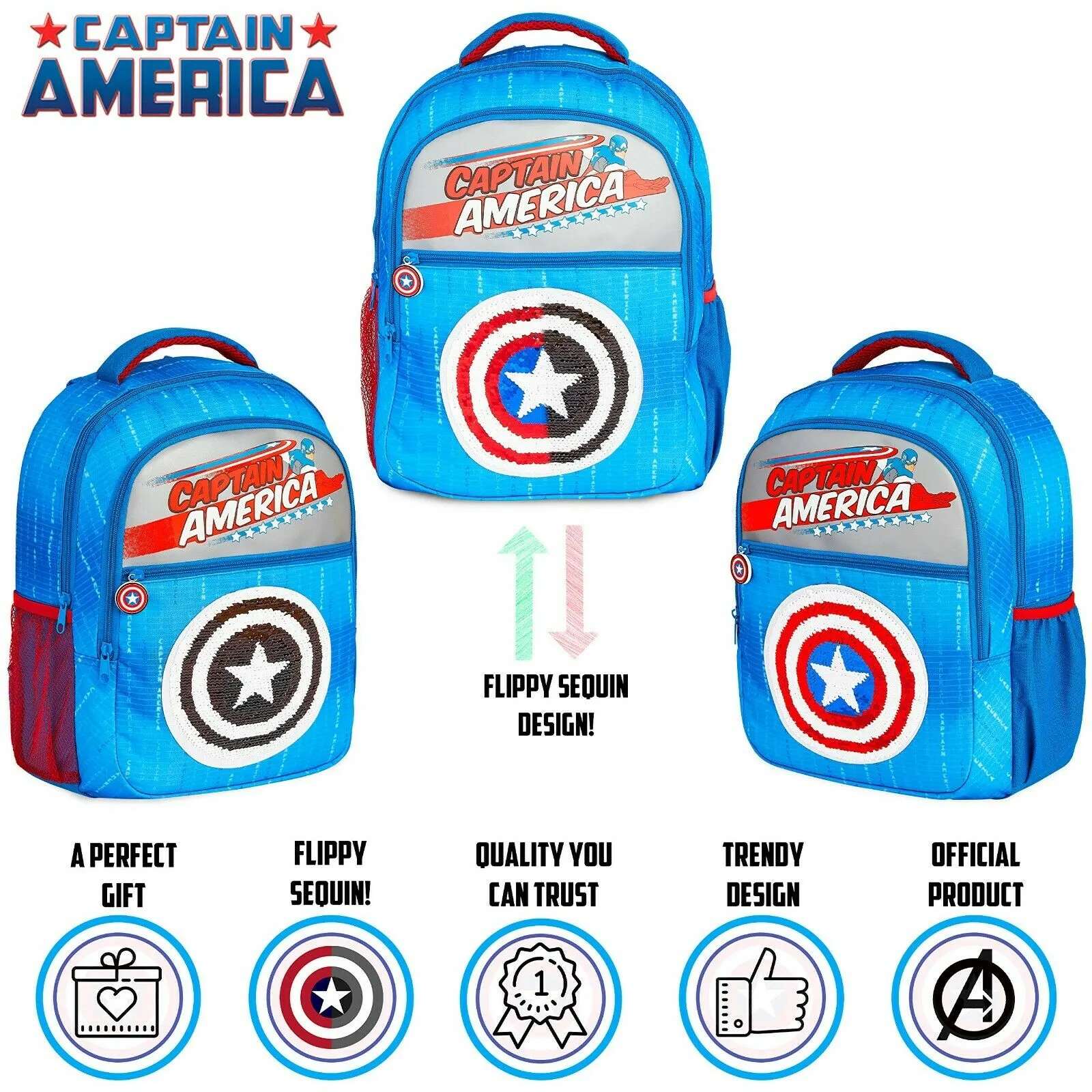 Marvel Backpack - Kids Backpack with Captain America
