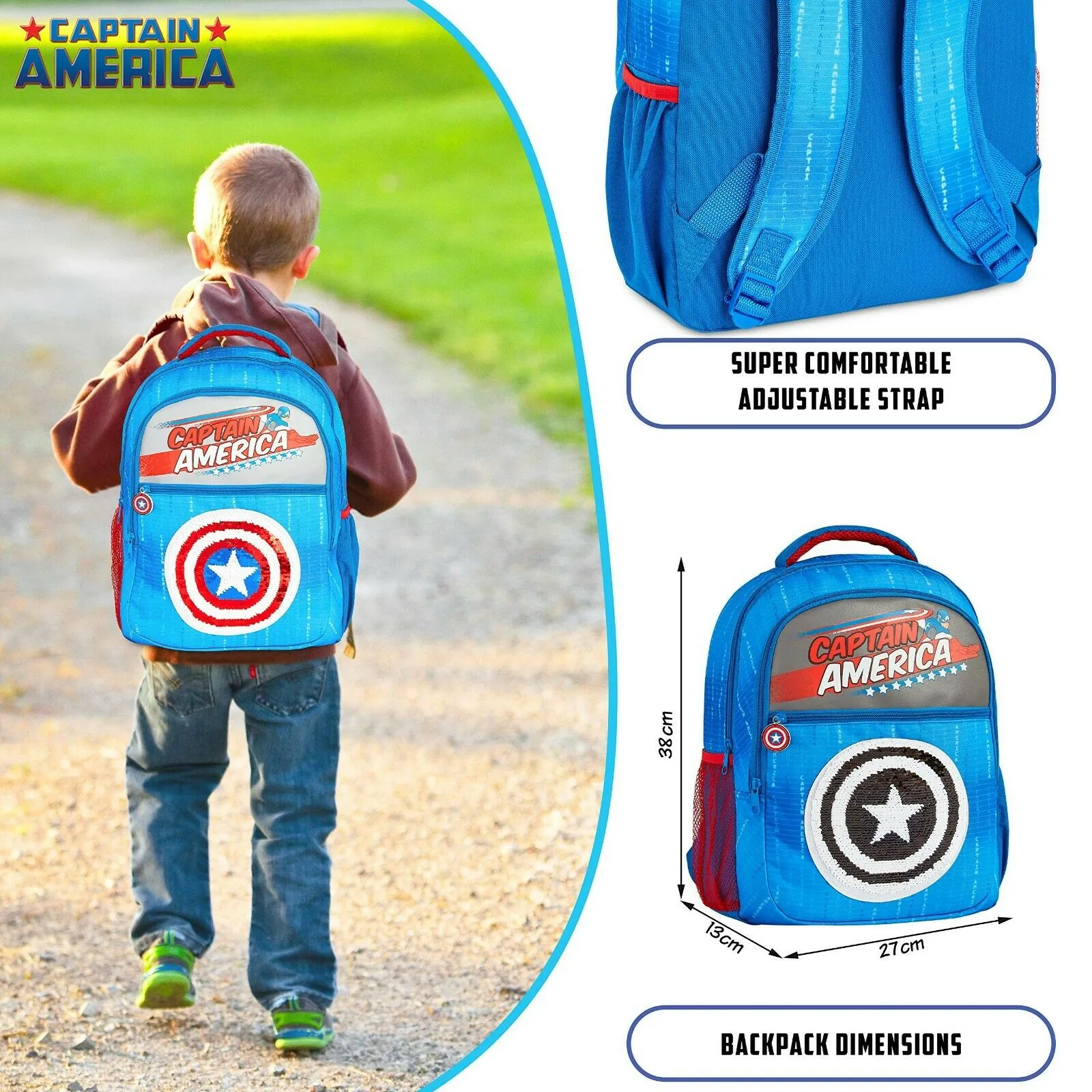 Marvel Backpack - Kids Backpack with Captain America